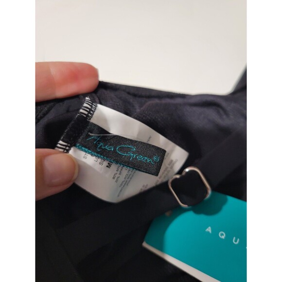 NWT Black Aqua Green Women's Swimsuit One piece Adjustable Strap Size M - Picture 11 of 12